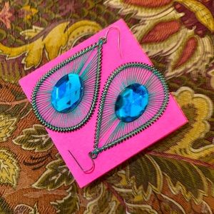Teardrop Earrings, Peacock Blue